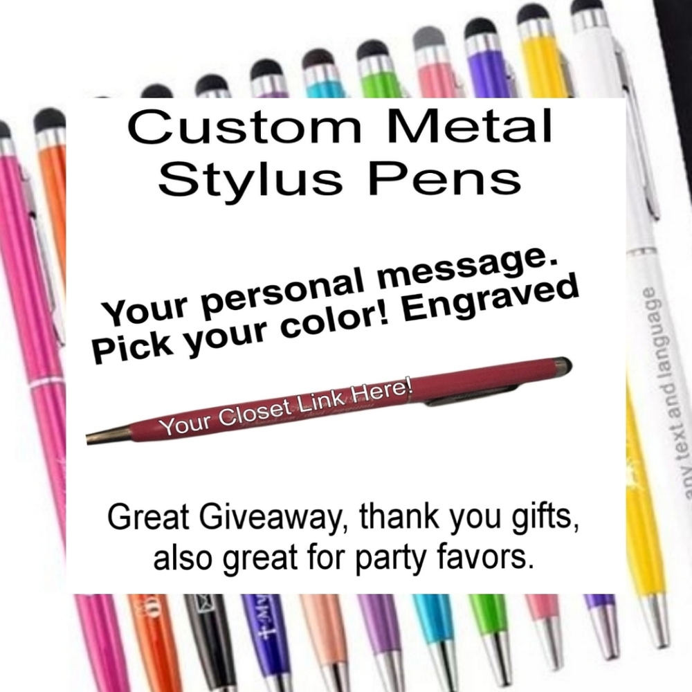 100 pack CUSTOM METAL🖊PEN & STYLUS W/ YOUR CLOSET NAME & LINK GREAT FOR FAVORS